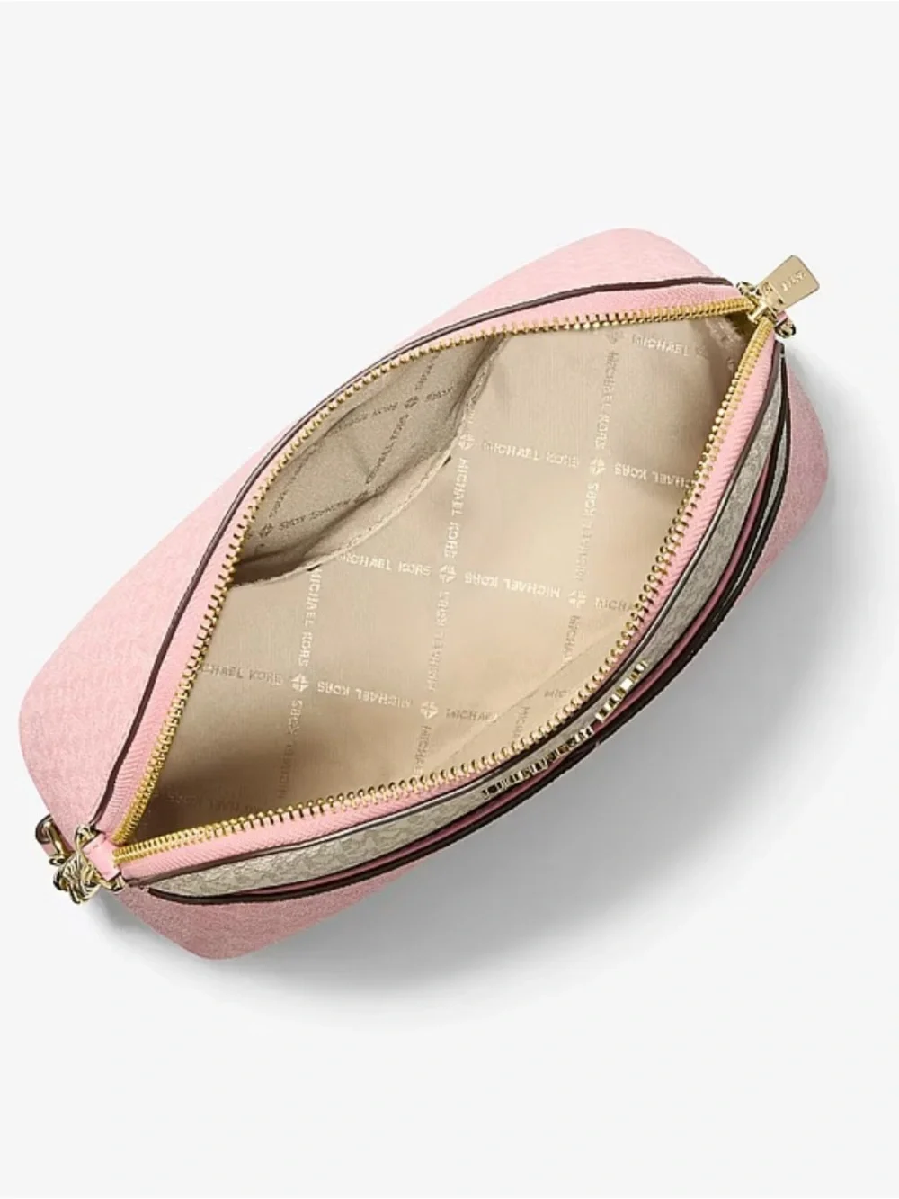 Michael Kors Pink and Beige Colorblock Signature Crossbody